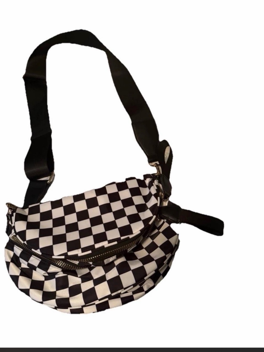 Checkerboard Crossbody Bag - Black & White